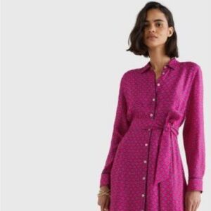 TOMMY HILFIGER FOULARD PRINT MIDI SHIRT DRESS xs